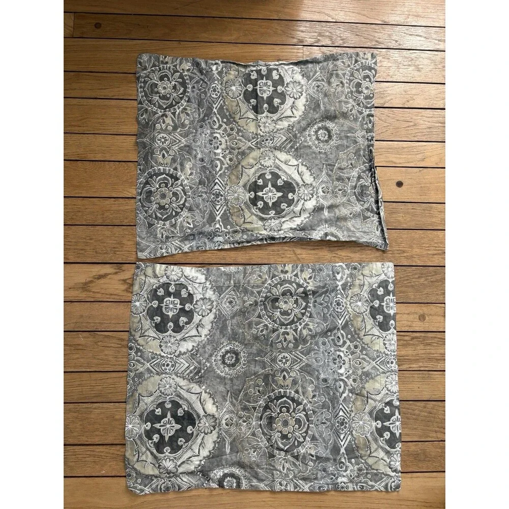 Pottery Barn Duvet Full Queen 2 Pilllow Shams Gray Taupe Jacquelyn Medallion